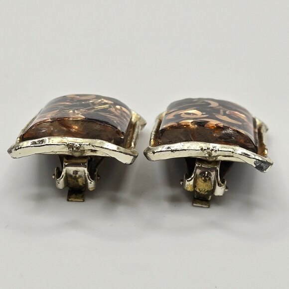 Vtg Pam Signed Quarter Moon Clip on Earrings 50s Mid-Century Celestial Whmsigoth - Picture 12 of 12